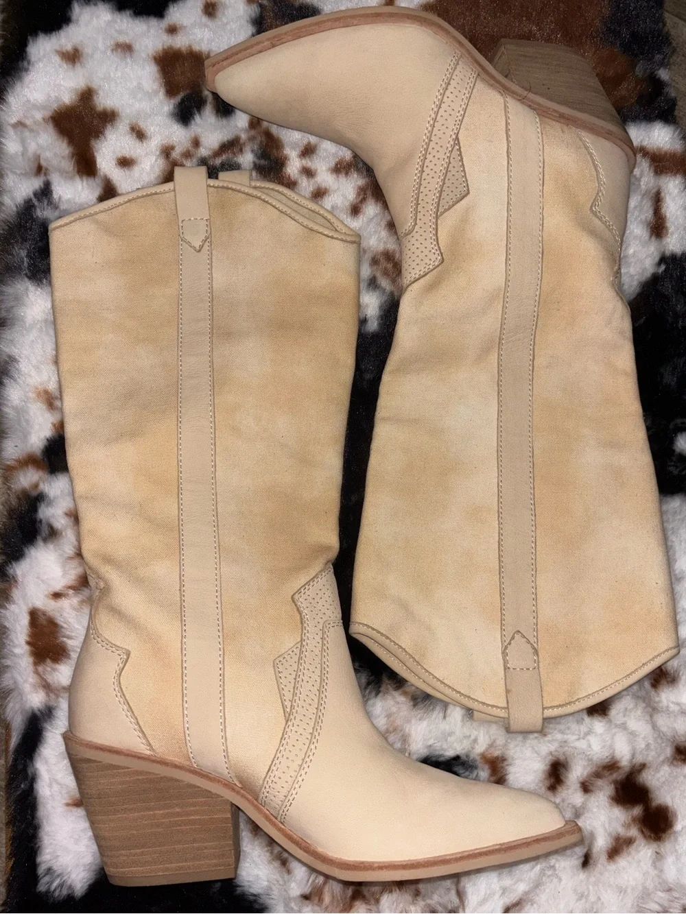 Dolce Vita Navene Vanilla Nubuck Leather Slip-On Knee High Boots